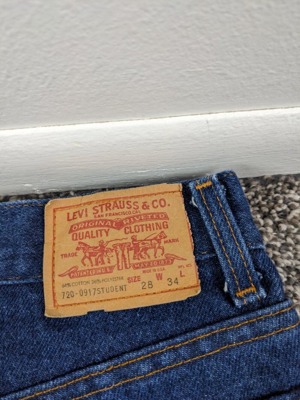 Vintage 80s Levis 720 Jeans 28x34 High Rise Dark Wash Student Fit 1982 USA Made - Picture 8 of 13